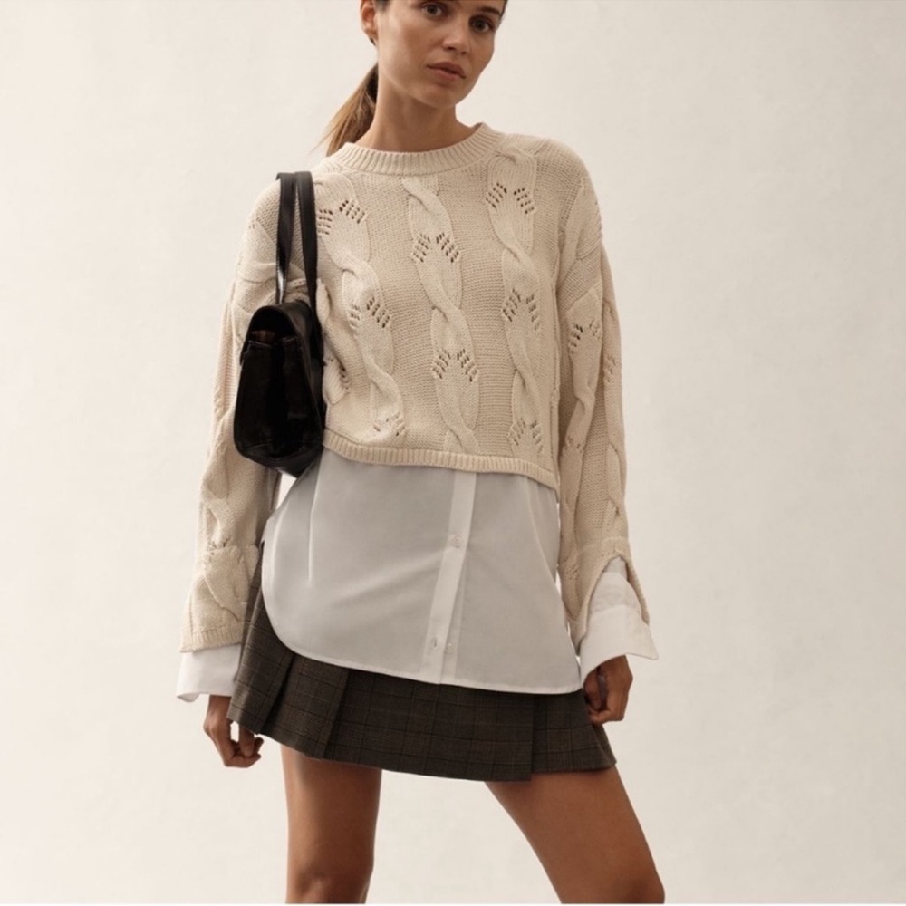 NWT pilcro Cream Cable Knit Sweater